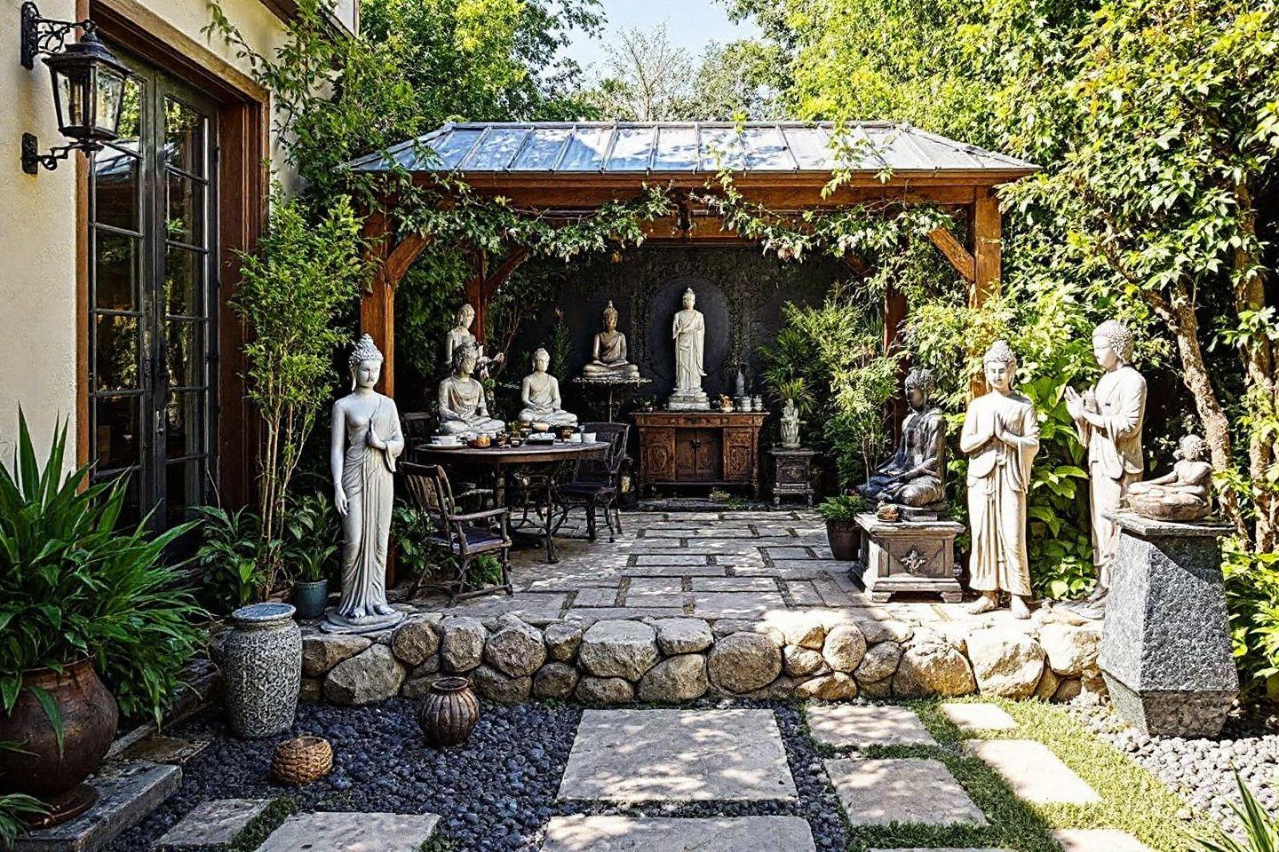 Objets déco jardin extérieur : statues, bouddha et décoration en métal, pierre ou bois pour jardins