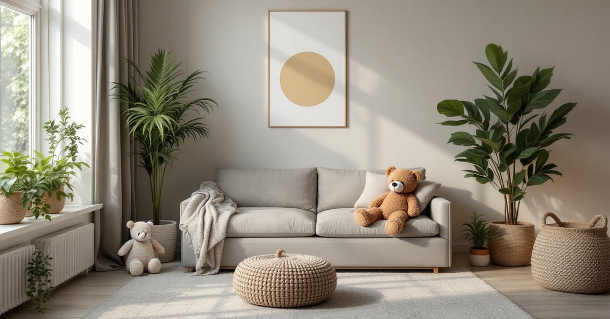 Décoration chambre bébé douce et moderne avec lit à barreaux, couleurs pastel et lumière naturelle