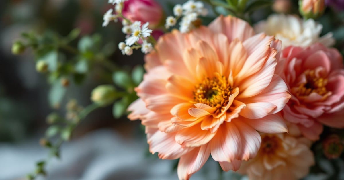 Bouquet de fleurs fraîches et séchées dans un vase pour la décoration florale intérieur