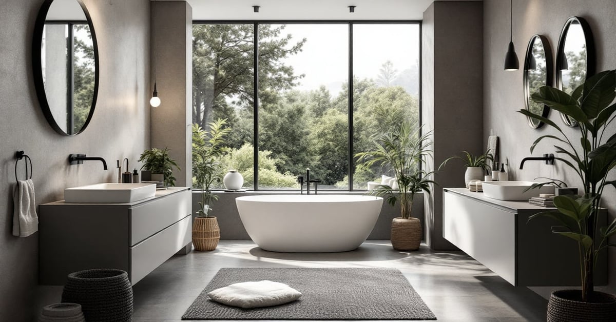 Meubles salle de bain modernes avec vasque et rangements élégants dans une salle de bain contemporaine