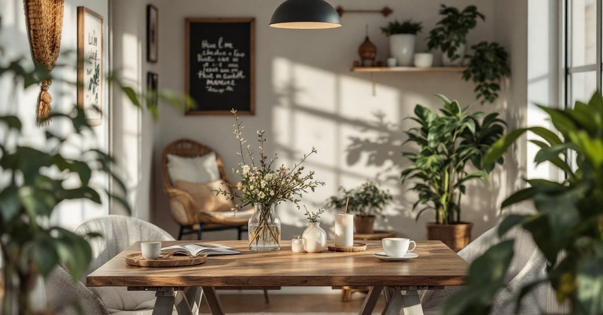 Intérieur shabby chic récup avec meubles chinés, bois patiné et décoration vintage élégante